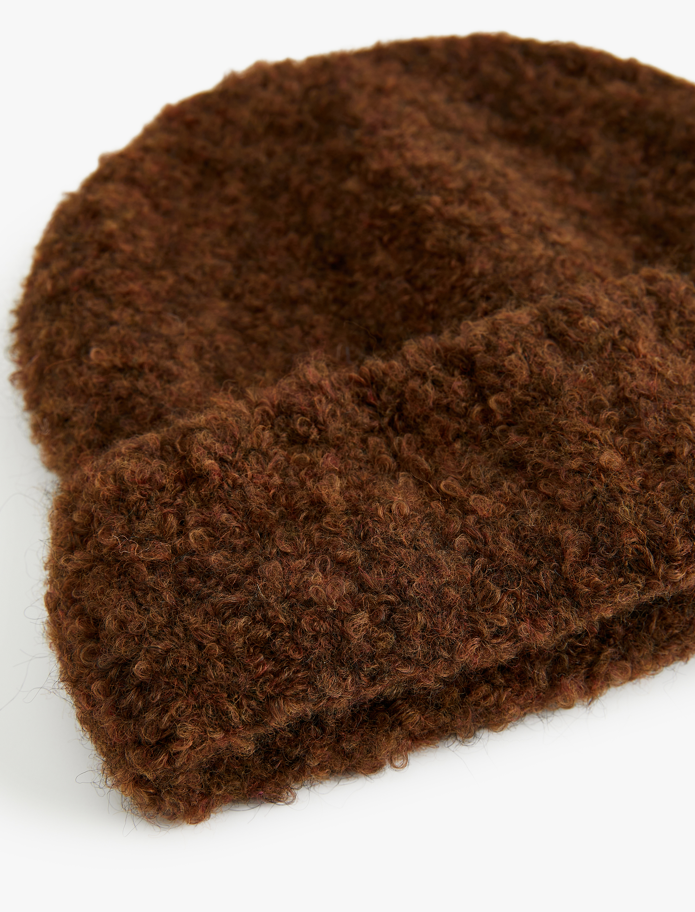  Kadın Yumuşak Dokulu Katlama Detaylı Kırçıllı Örgü Bere