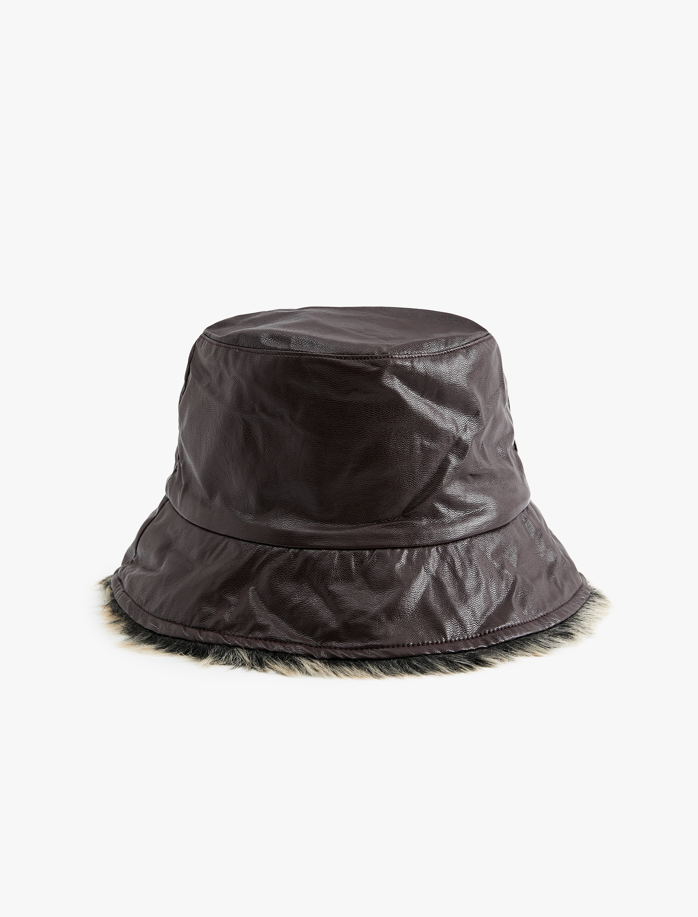  Kadın Deri Görünümlü Bucket Şapka