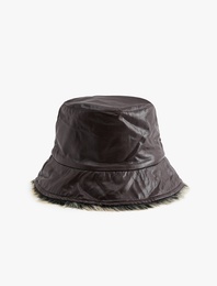 Deri Görünümlü Bucket Şapka