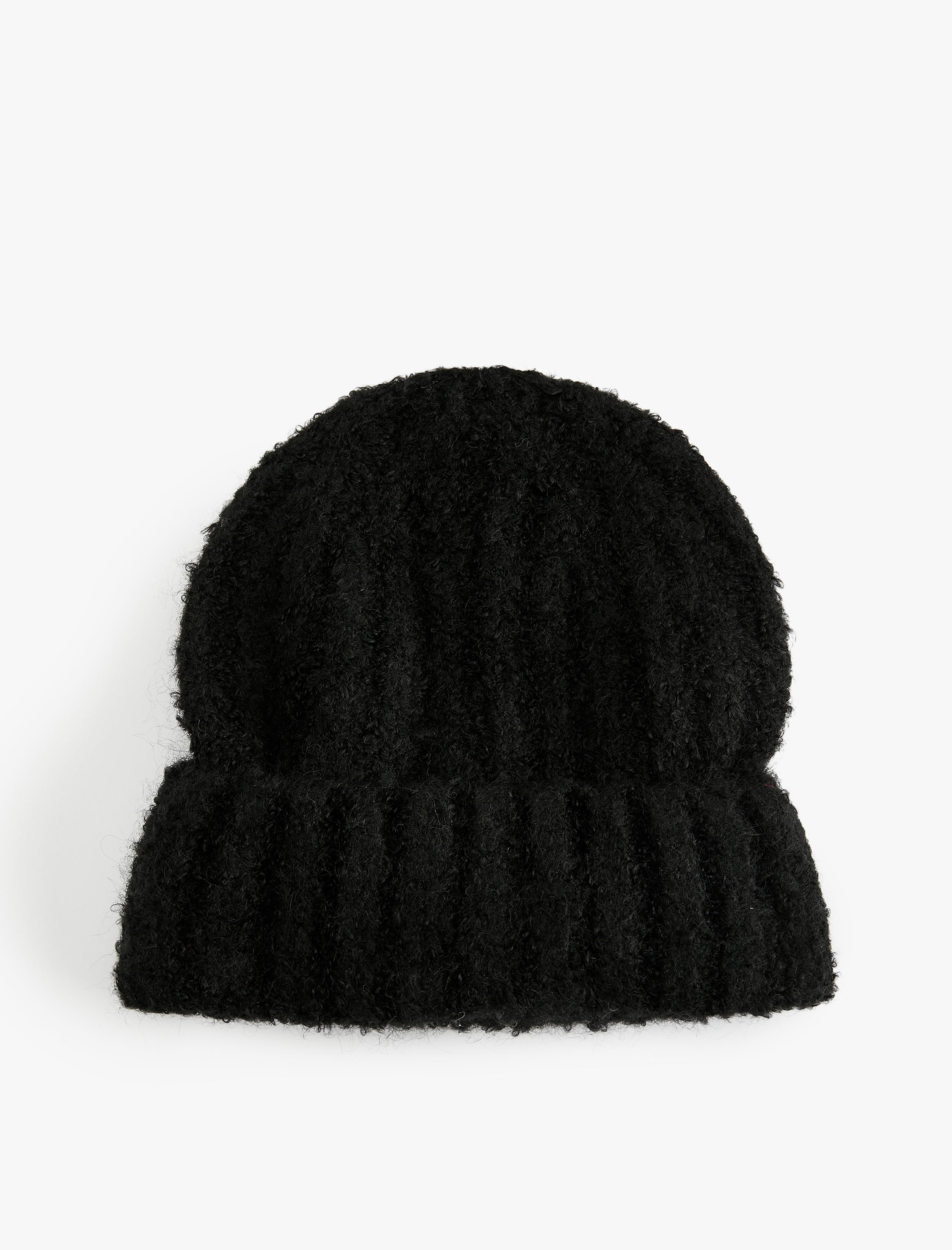  Kadın Yumuşak Dokulu Katlama Detaylı Kırçıllı Örgü Bere