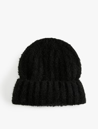 Yumuşak Dokulu Katlama Detaylı Kırçıllı Örgü Bere