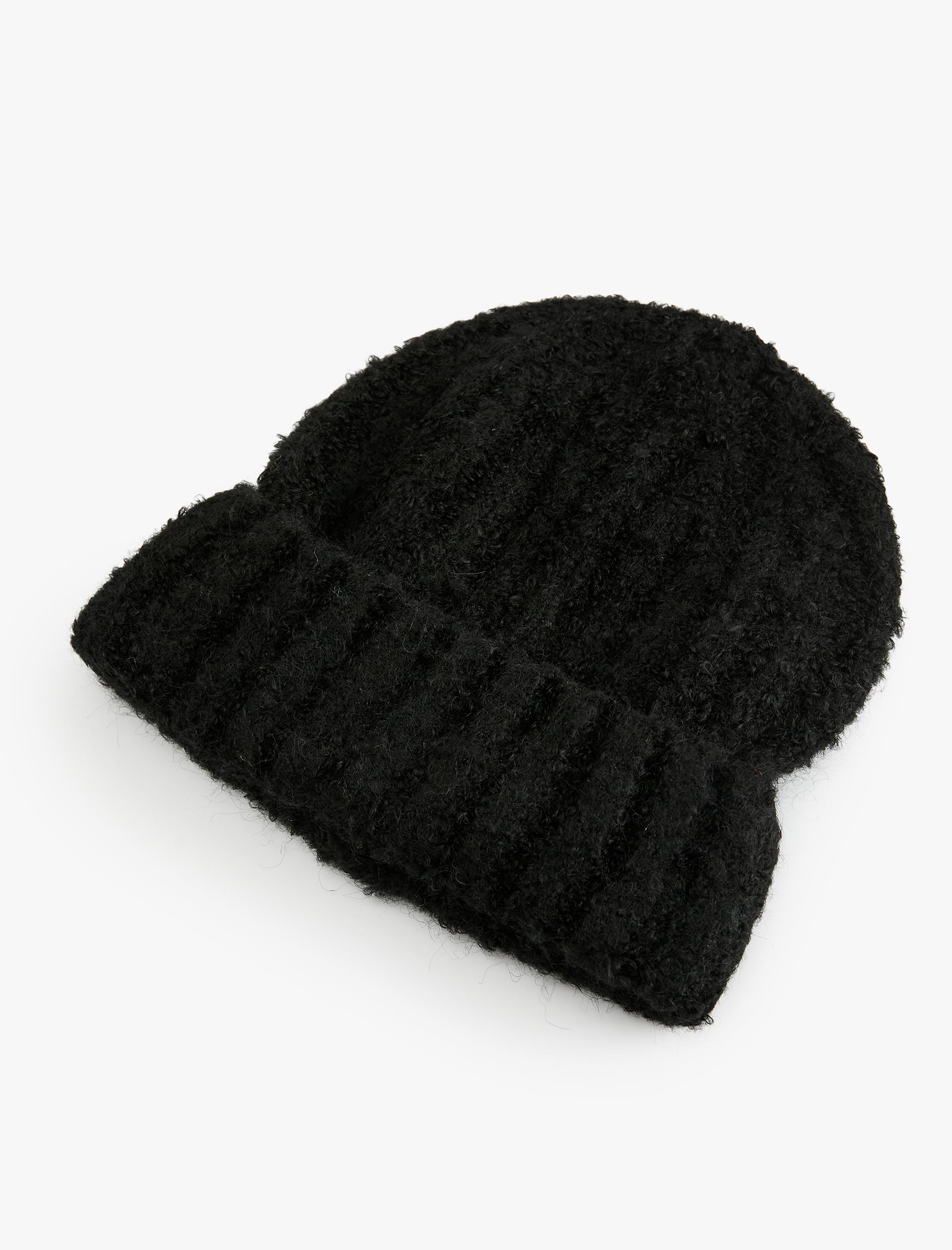  Kadın Yumuşak Dokulu Katlama Detaylı Kırçıllı Örgü Bere