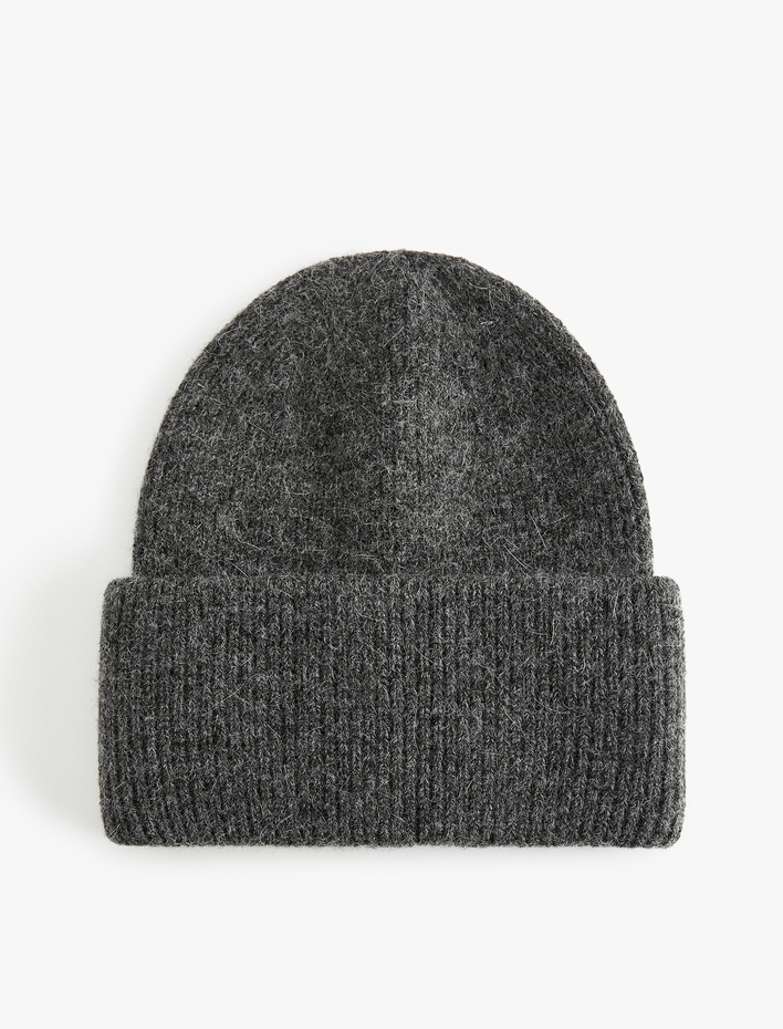 Kadın Yumuşak Dokulu Katlama Detaylı Basic Triko Örgü Bere