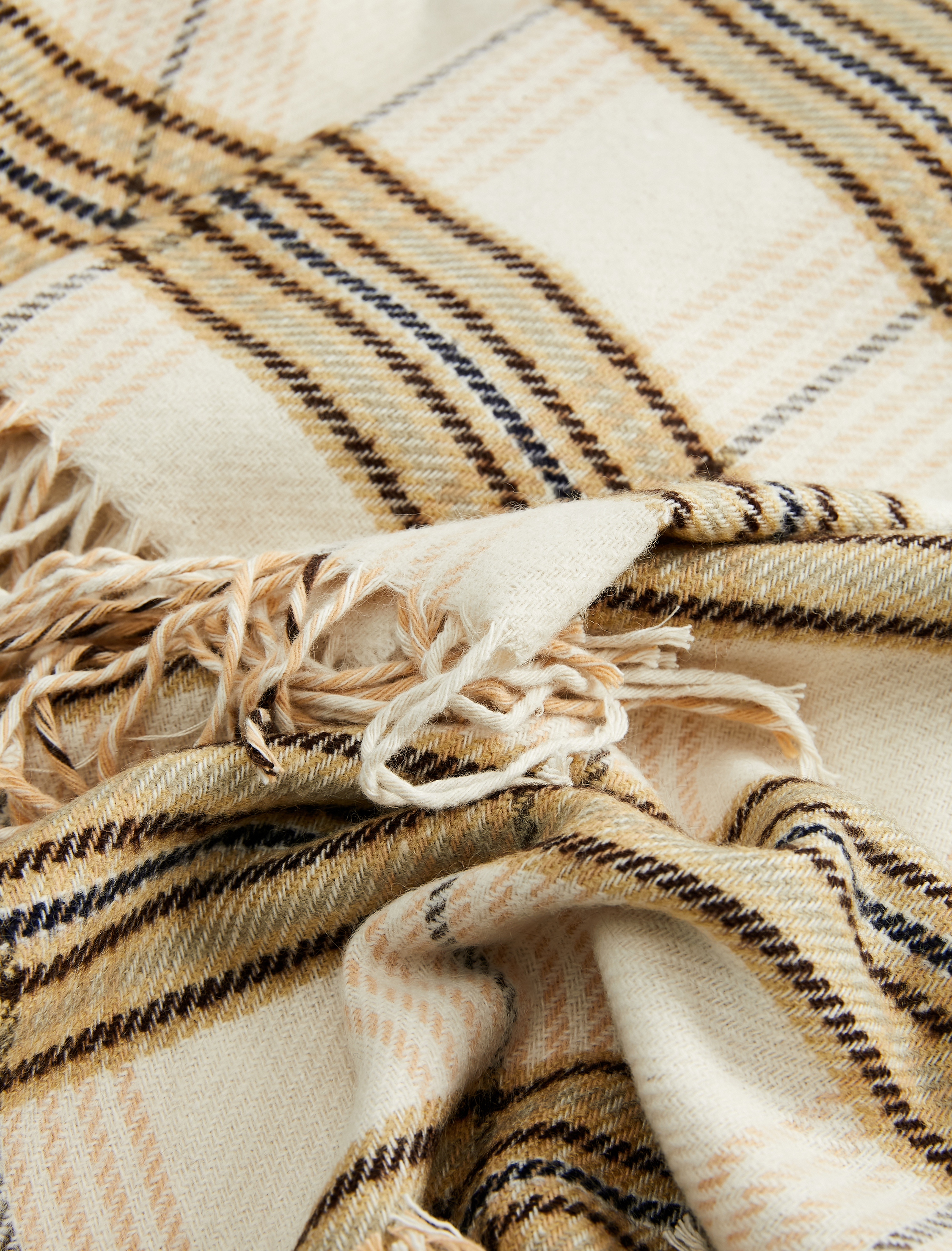  Kadın Püsküllü Ekoseli Uzun Atkı