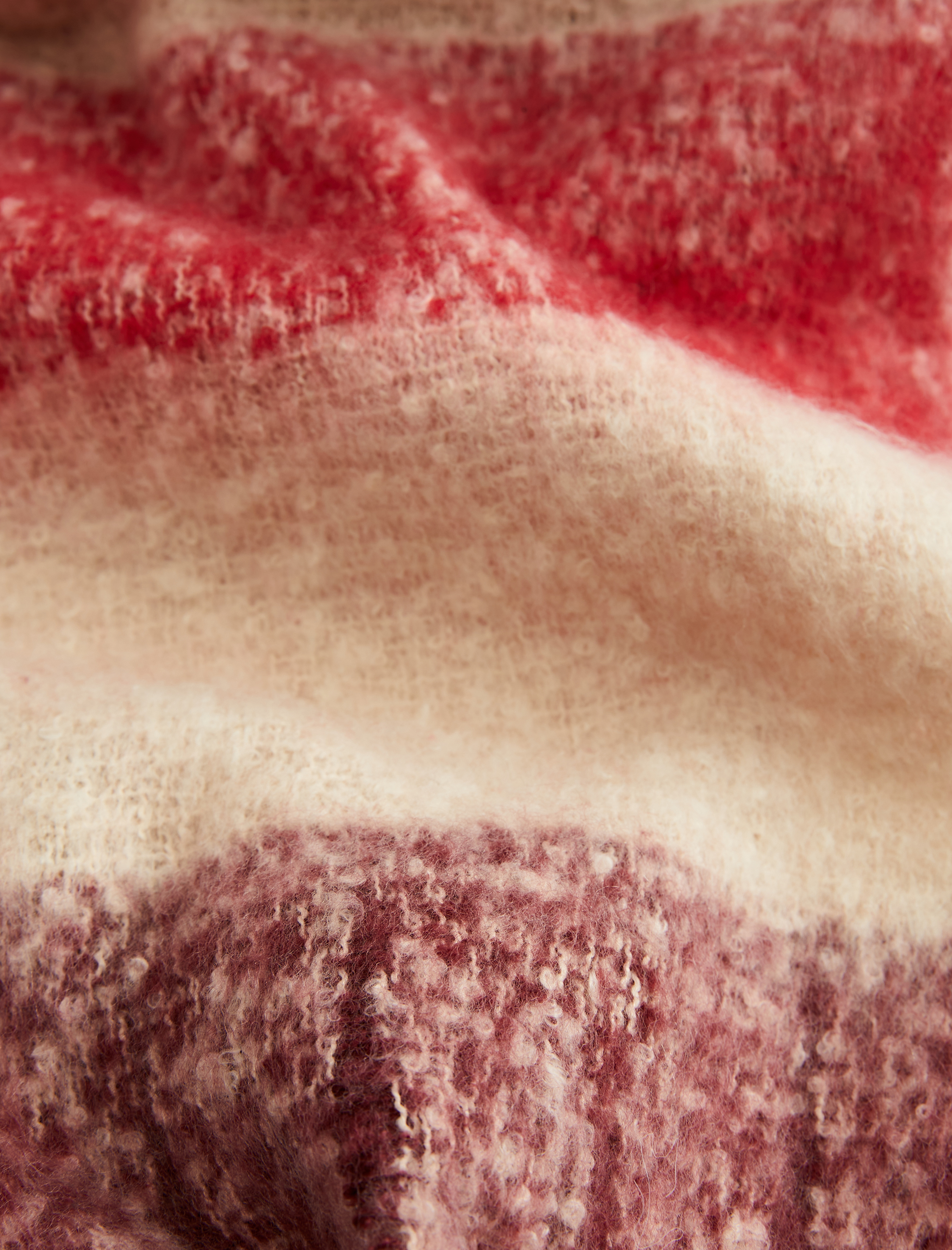  Kadın Yumuşak Dokulu Renk Bloklu Püsküllü Uzun Atkı