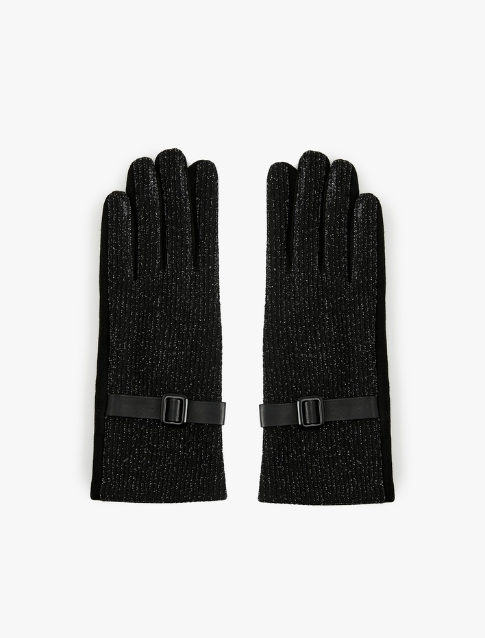 Kadın Kemer Detaylı Simli Eldiven