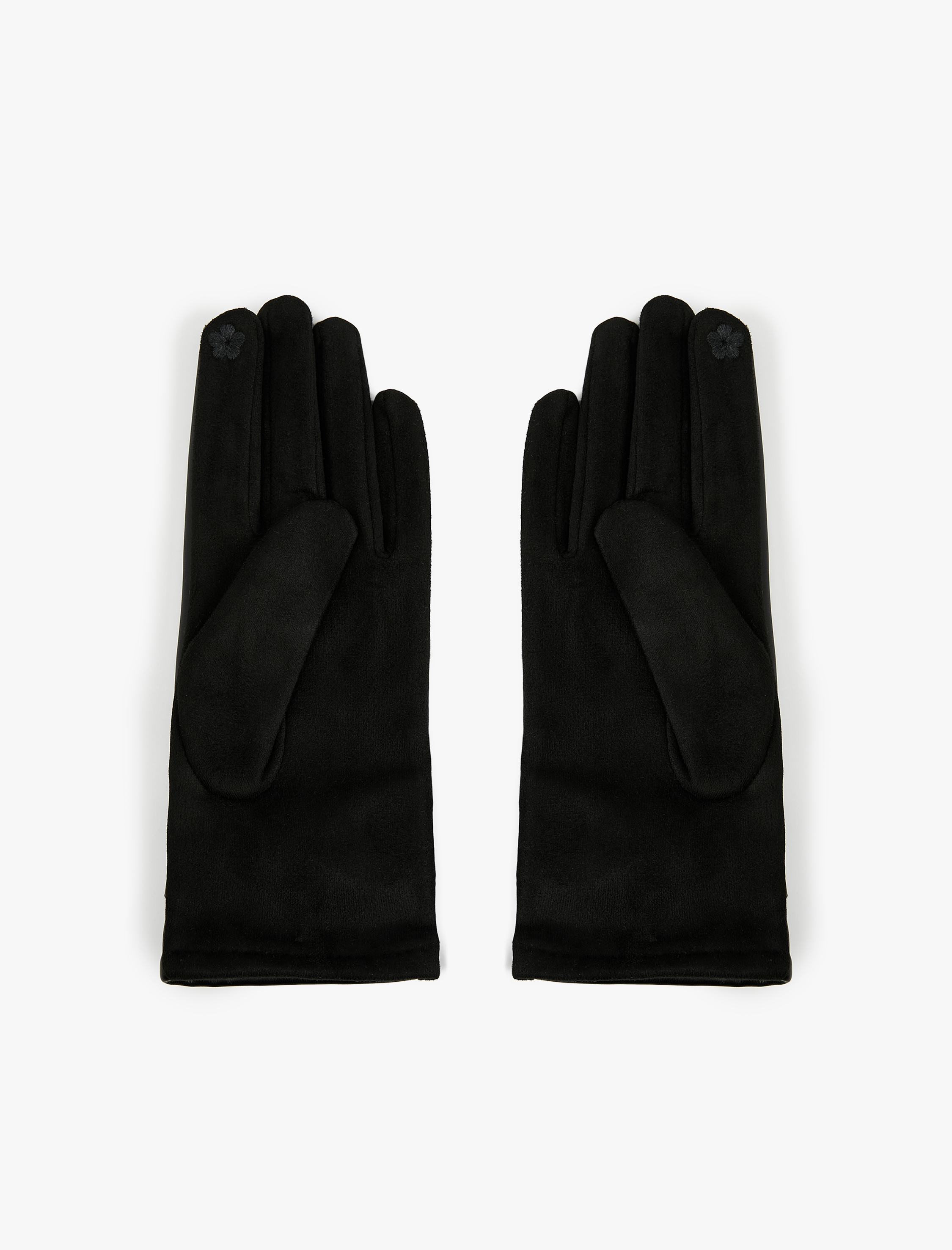  Kadın Kurdele Detaylı Suni Deri Eldiven