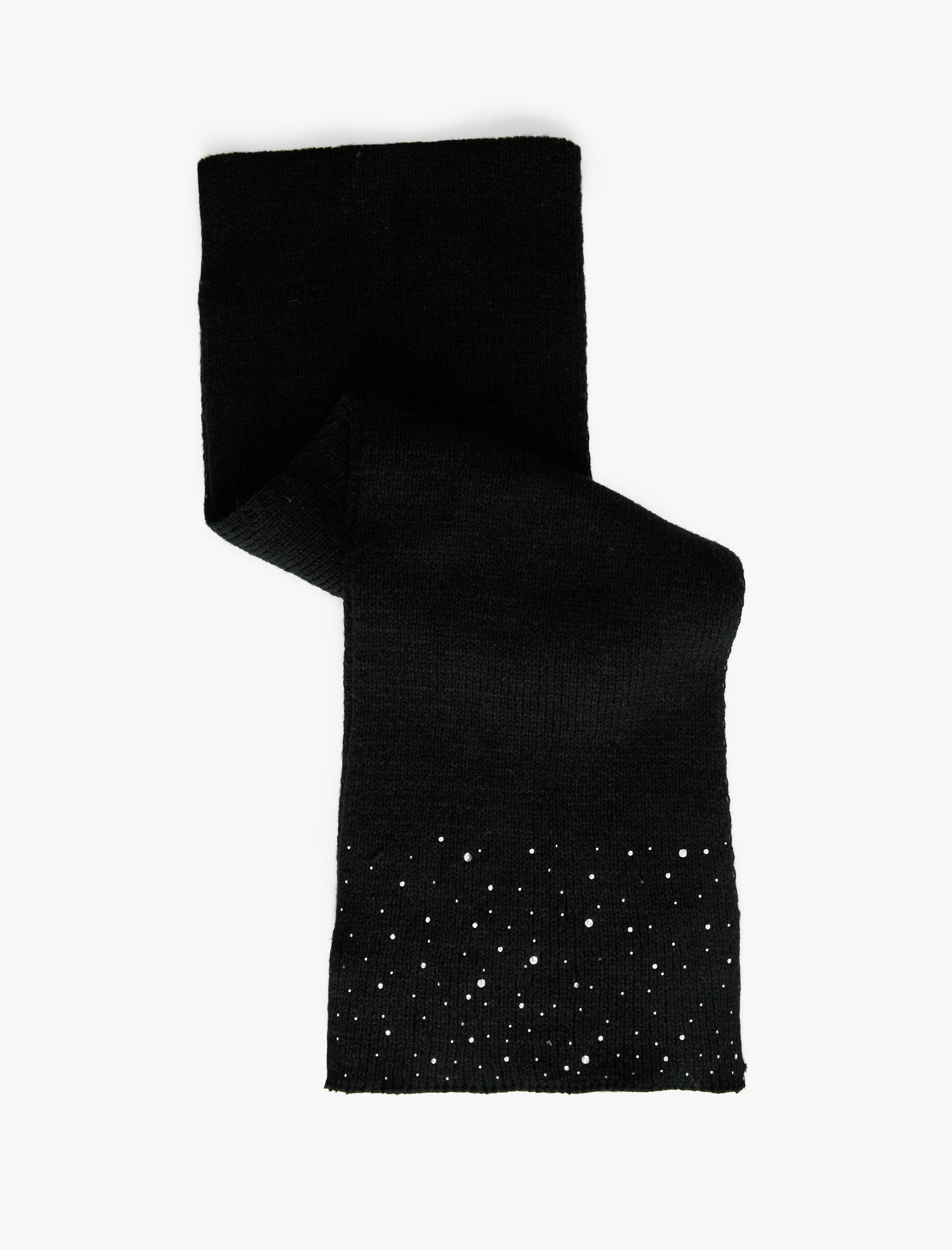  Kadın Taş Detaylı Uzun Triko Atkı