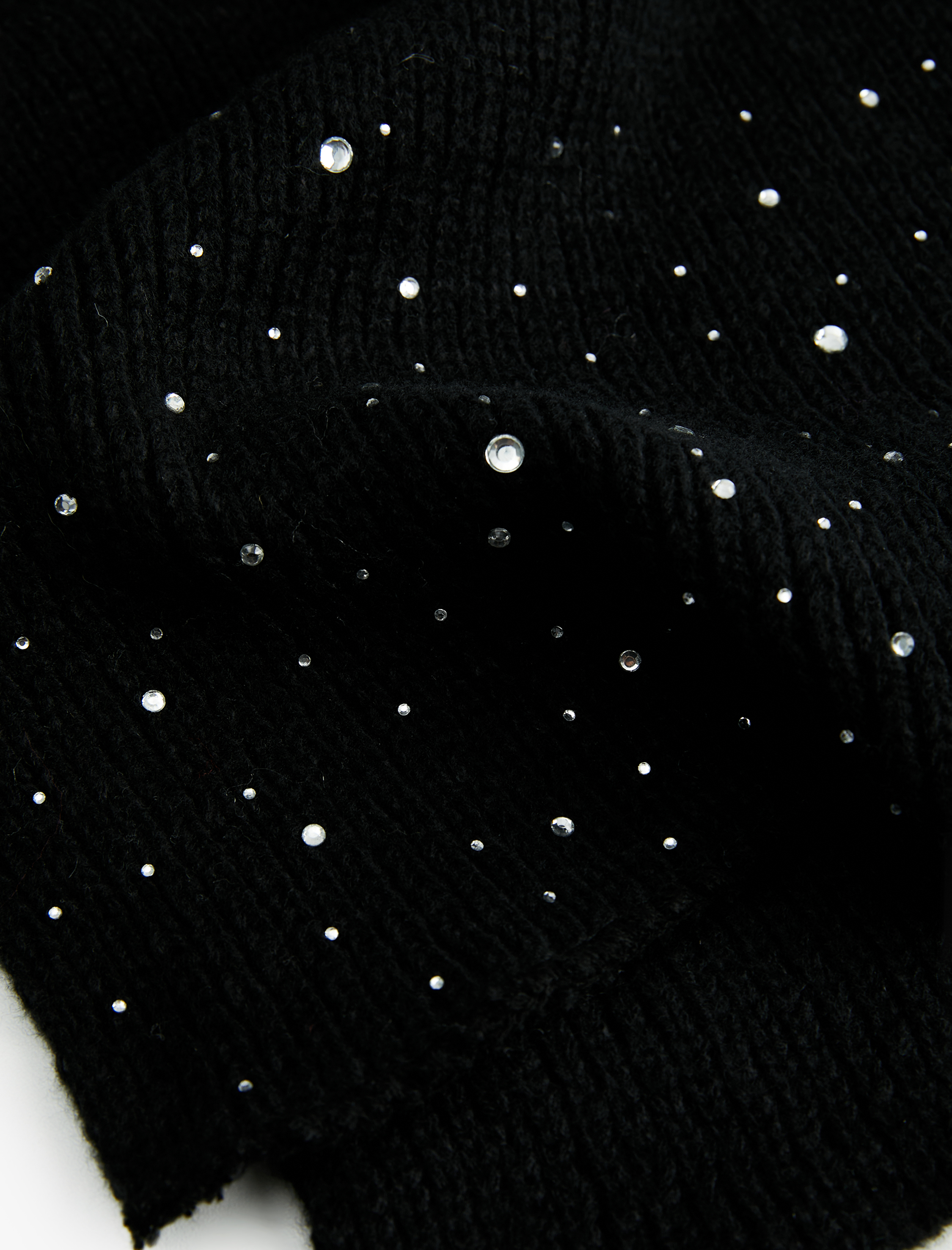  Kadın Taş Detaylı Uzun Triko Atkı