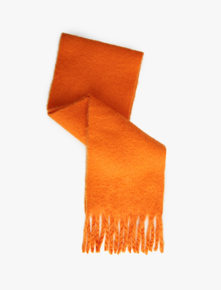 Kadın Yumuşak Dokulu Püsküllü Uzun Atkı