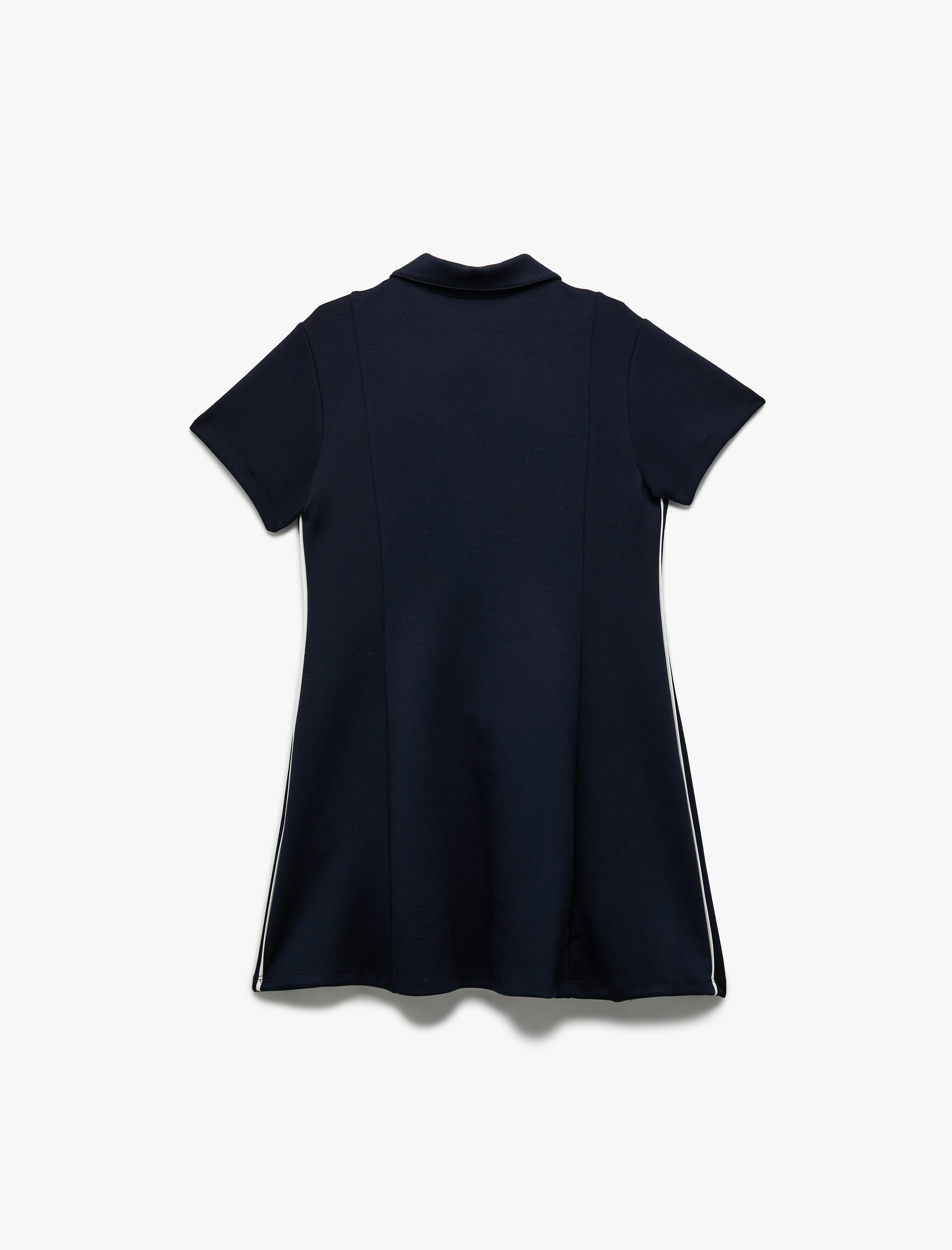 Kız Çocuk Kısa Kollu Fermuar Kapamalı Gömlek Yaka Elbise