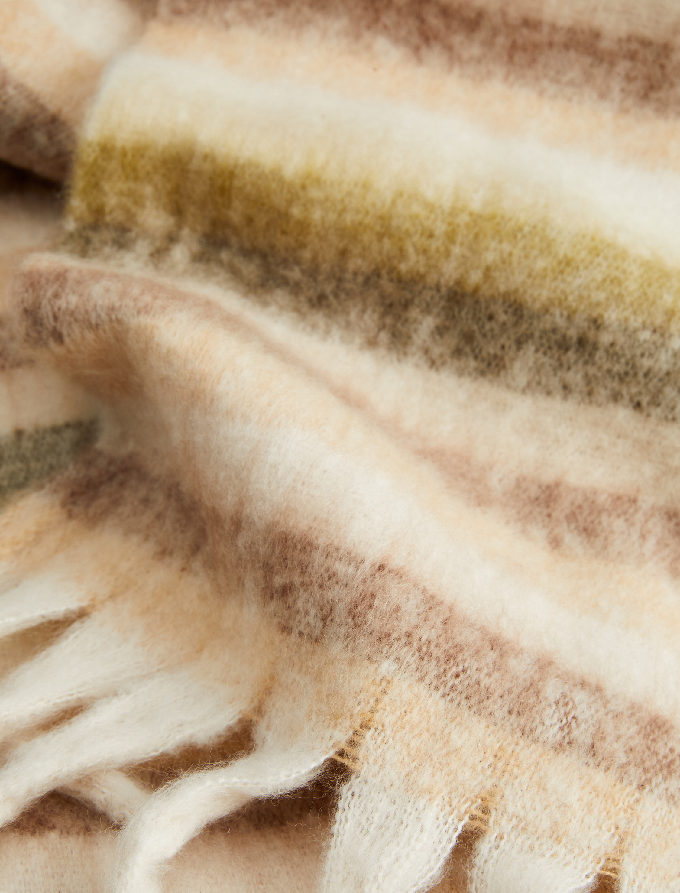  Kadın Yumuşak Dokulu Püsküllü Çizgili Uzun Atkı