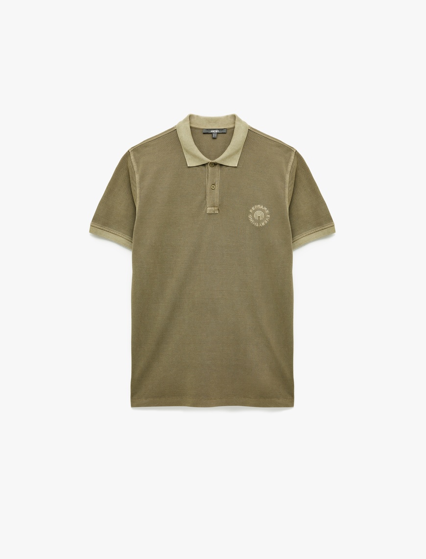   Regular Fit Nakışlı Kısa Kollu Pamuklu Polo Yaka Tişört