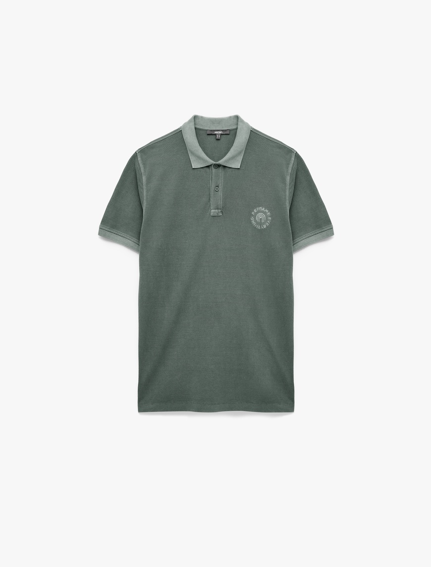   Regular Fit Nakışlı Kısa Kollu Pamuklu Polo Yaka Tişört