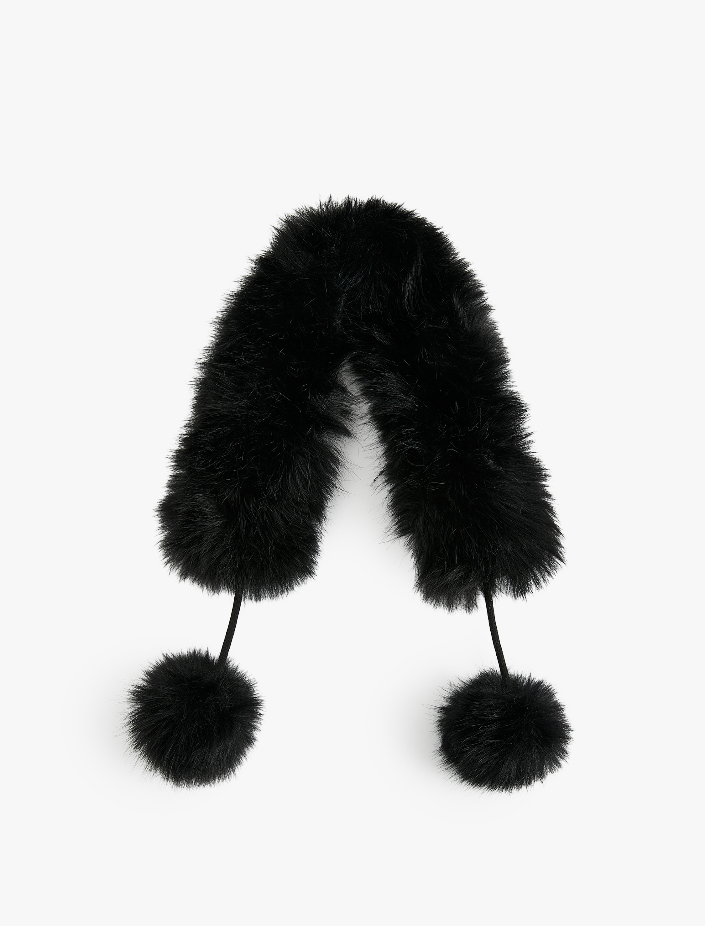  Kadın Pon Pon Detaylı Suni Kürklü Kısa Atkı