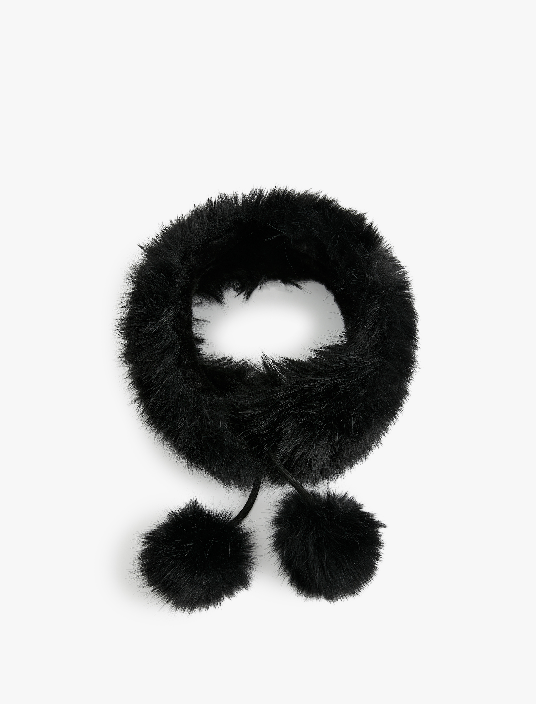  Kadın Pon Pon Detaylı Suni Kürklü Kısa Atkı