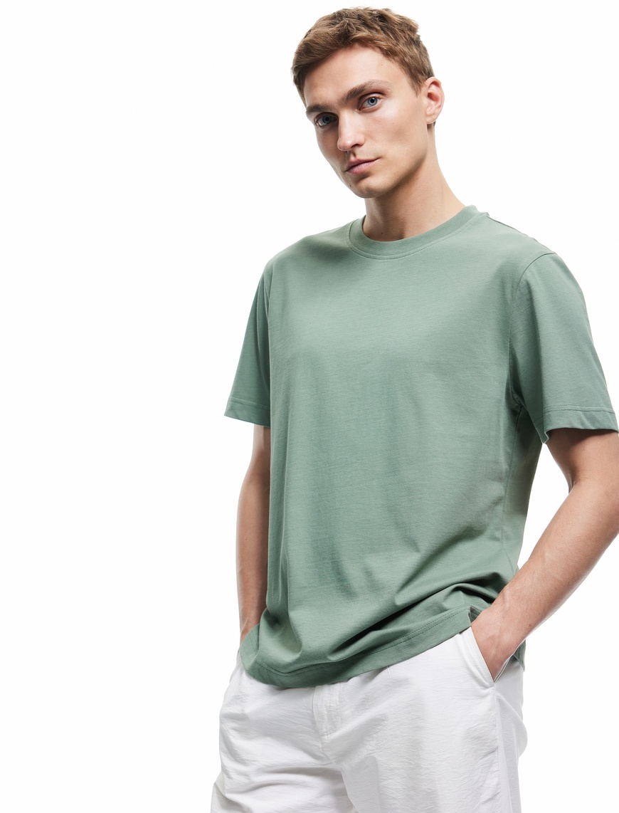   Basic Tişört Regular Fit Kısa Kollu Bisiklet Yaka Pamuklu