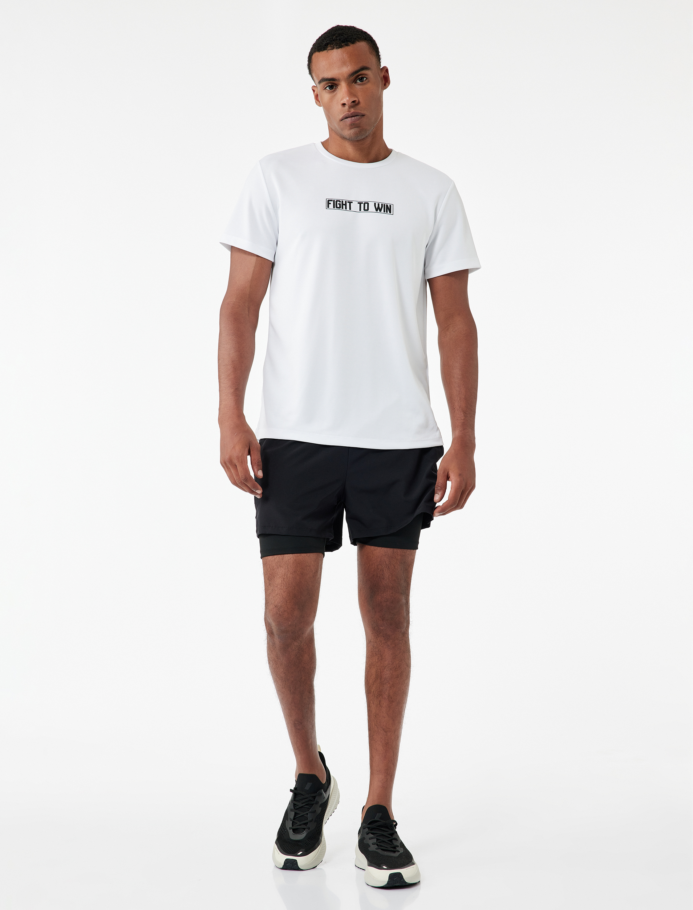   Kısa Kollu Bisiklet Yaka Baskılı Spor Tişört