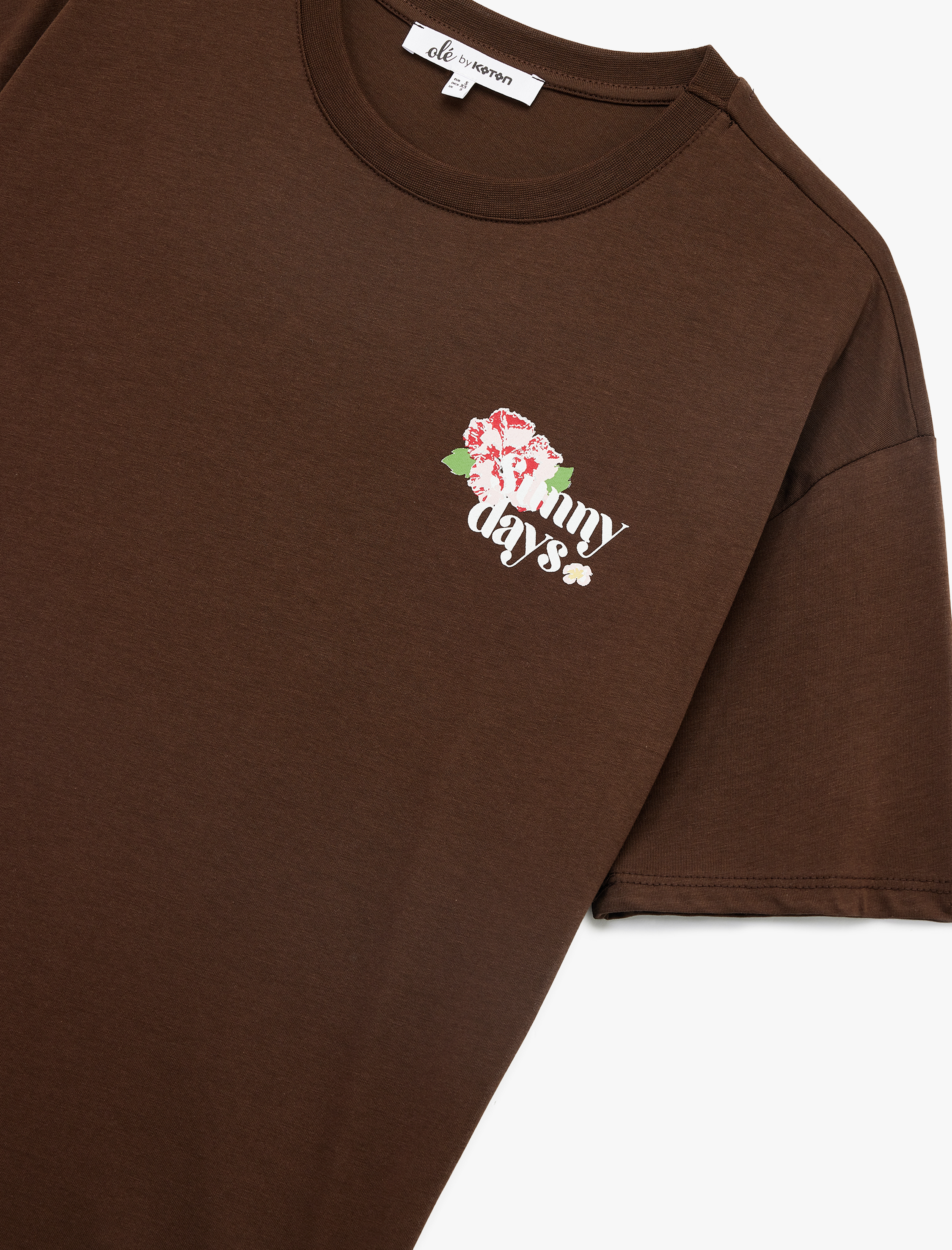   Kısa Kollu Bisiklet Yaka Pamuklu Arkası Baskılı Oversize Tişört