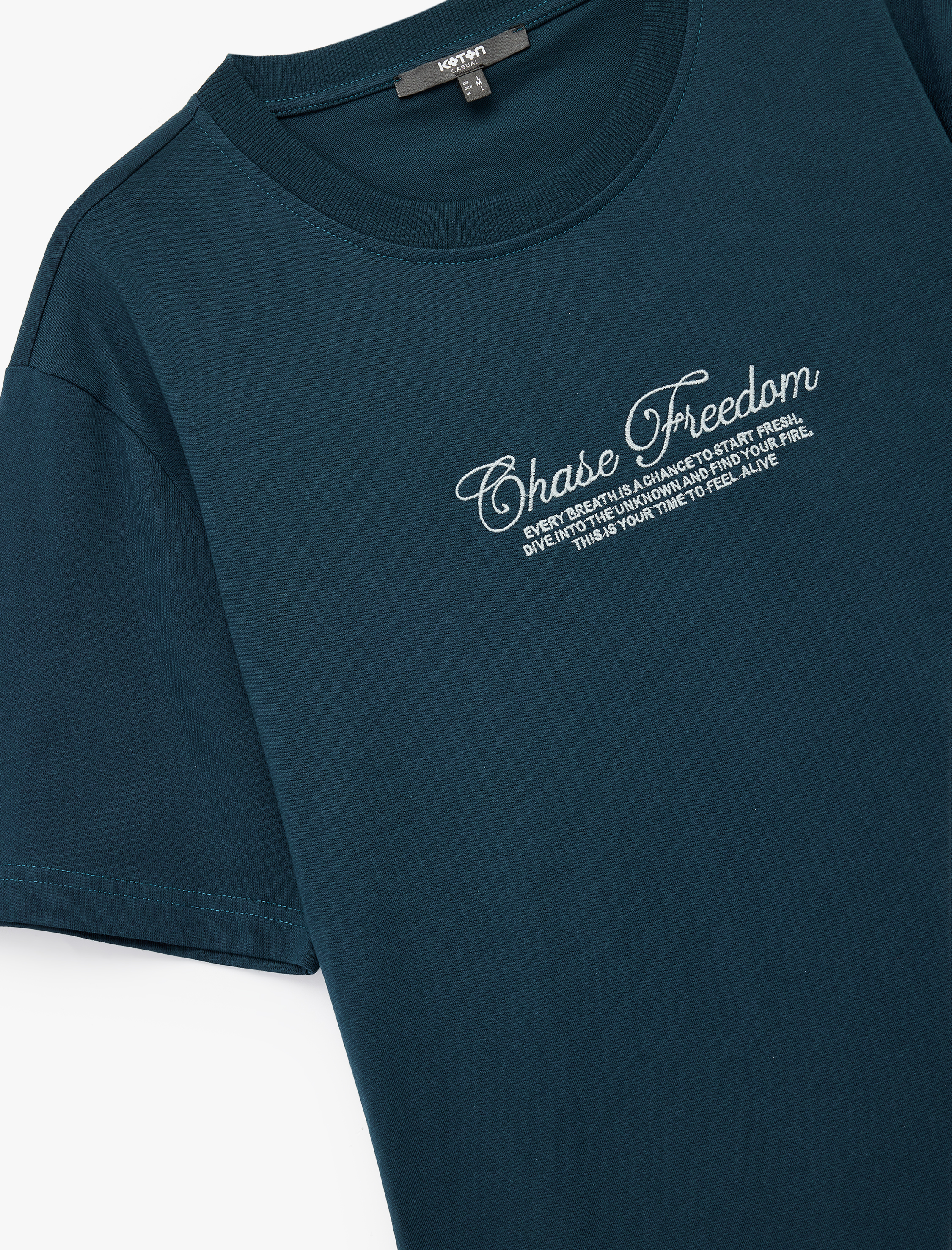   Pamuklu Baskılı Kısa Kollu Bisiklet Yaka Tişört