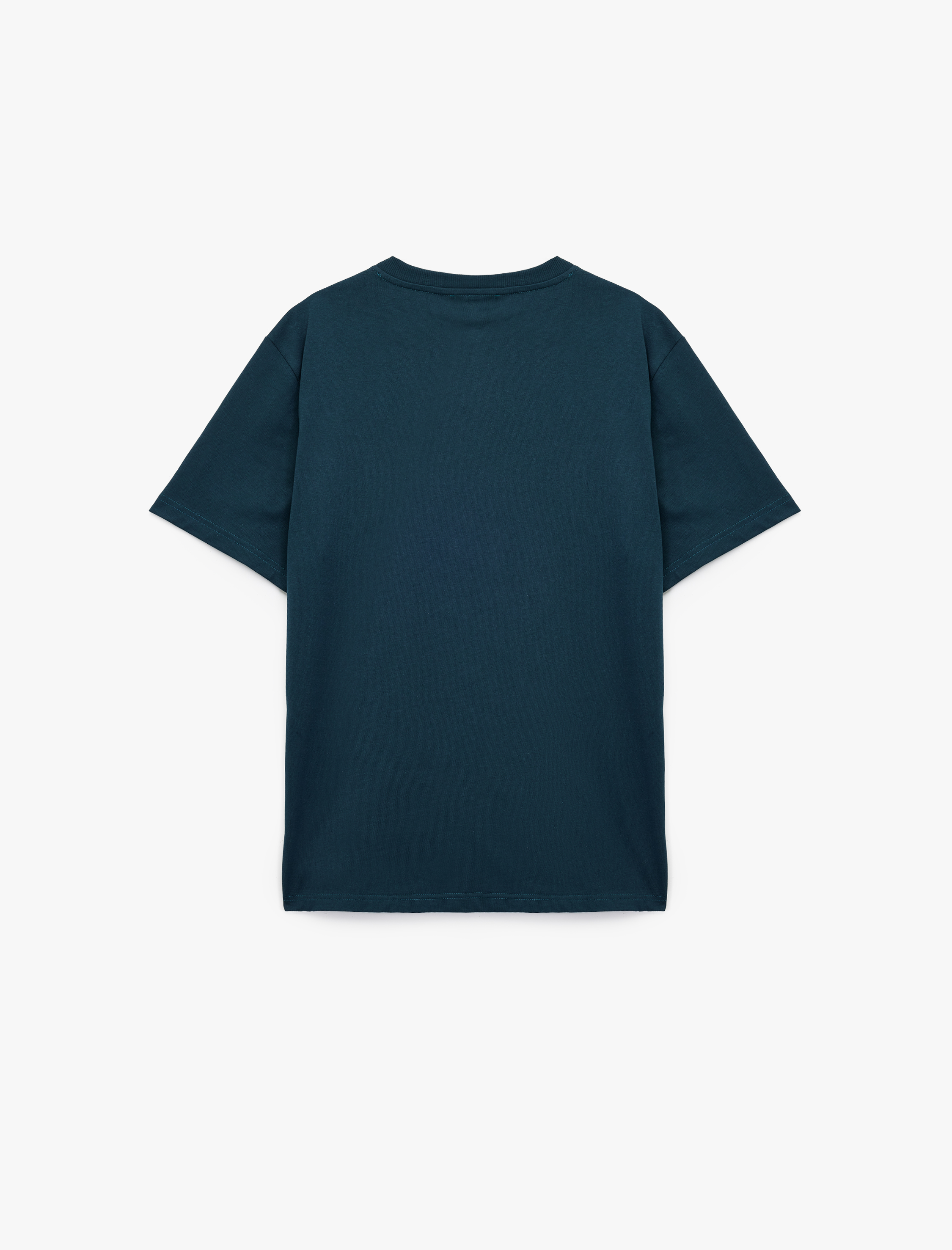   Pamuklu Baskılı Kısa Kollu Bisiklet Yaka Tişört