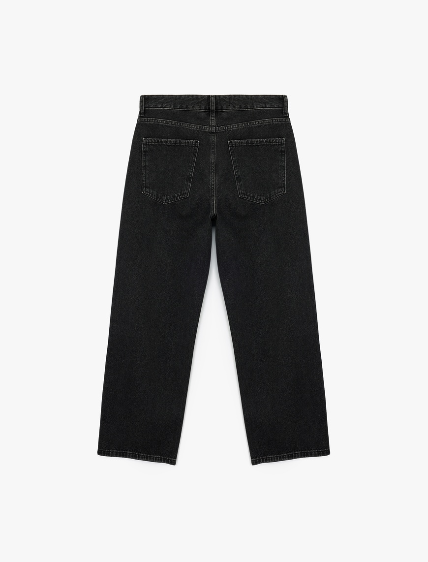   Taş Detaylı Straight Fit Düz Paça Jean Pantolon - Straight Jeans