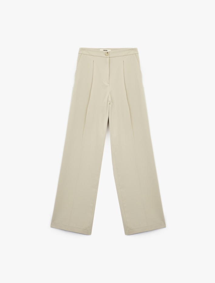  Cepli Pileli Geniş Paça Palazzo Pantolon