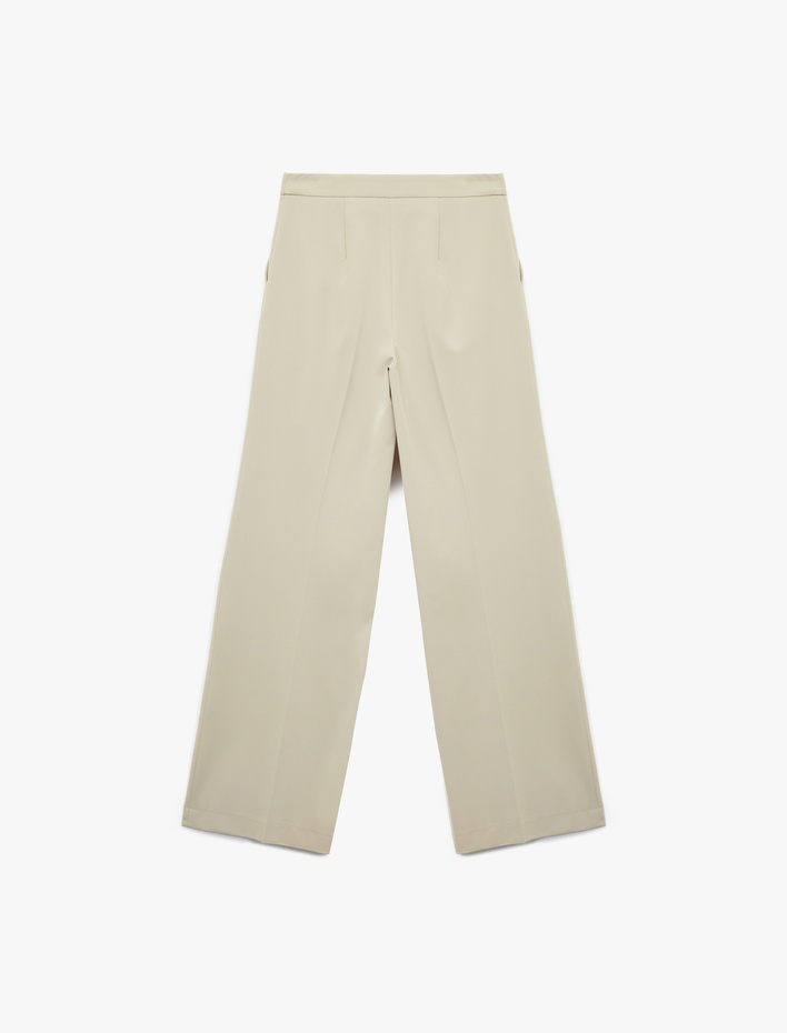  Cepli Pileli Geniş Paça Palazzo Pantolon