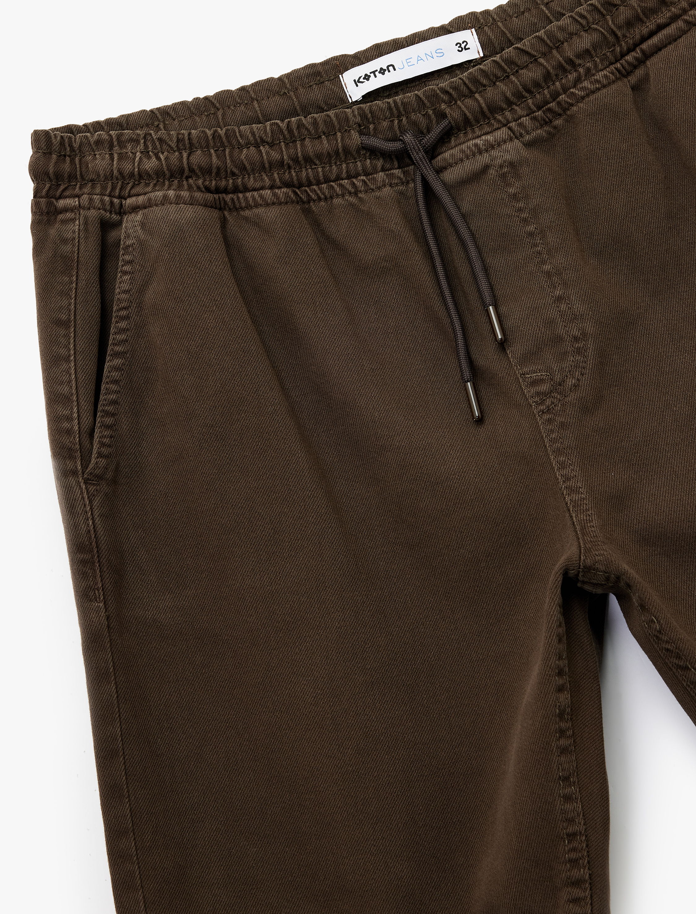   Pamuklu Bermuda Cep Detaylı Beli Bağcıklı Baggy Jean Şort