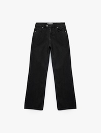 Pamuklu Normal Bel Düz Paça Jean Pantolon - Straight Fit Jean