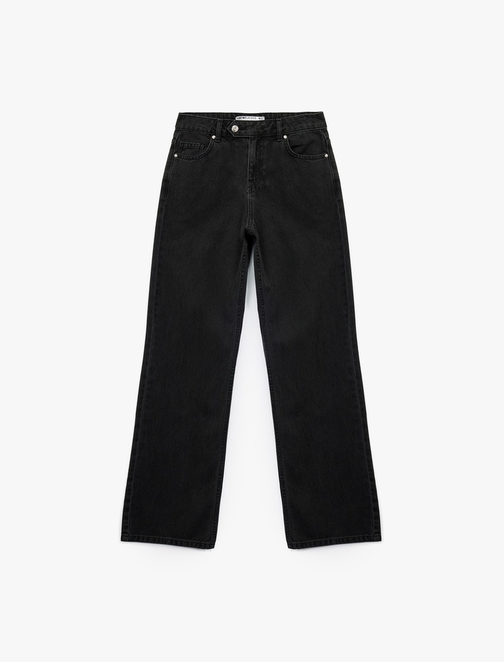 Pamuklu Normal Bel Düz Paça Jean Pantolon - Straight Fit Jean