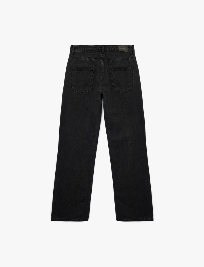  Pamuklu Normal Bel Düz Paça Jean Pantolon - Straight Fit Jean