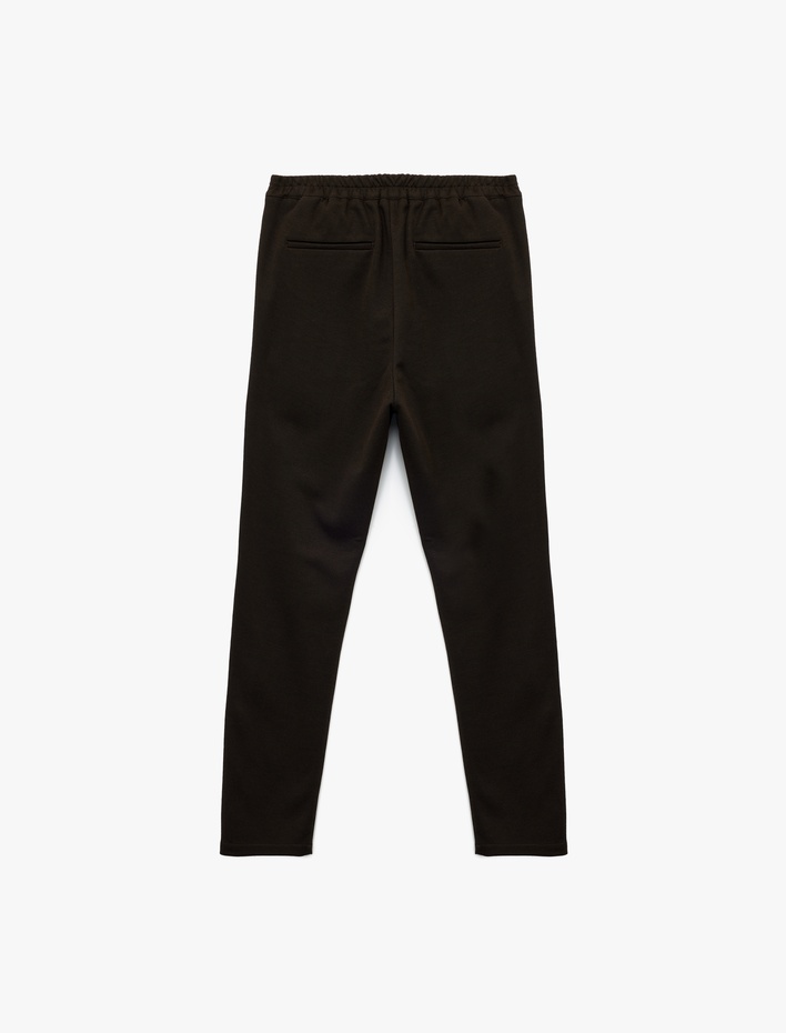  Viskon Karışımlı Cep Detaylı Pike Kumaş Düğmeli Pantolon