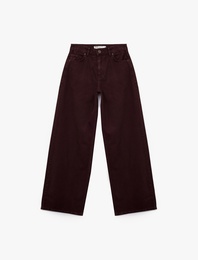 Pamuklu Bol Kesim Geniş Paça Jean Pantolon - Loose Straight Fit Jean