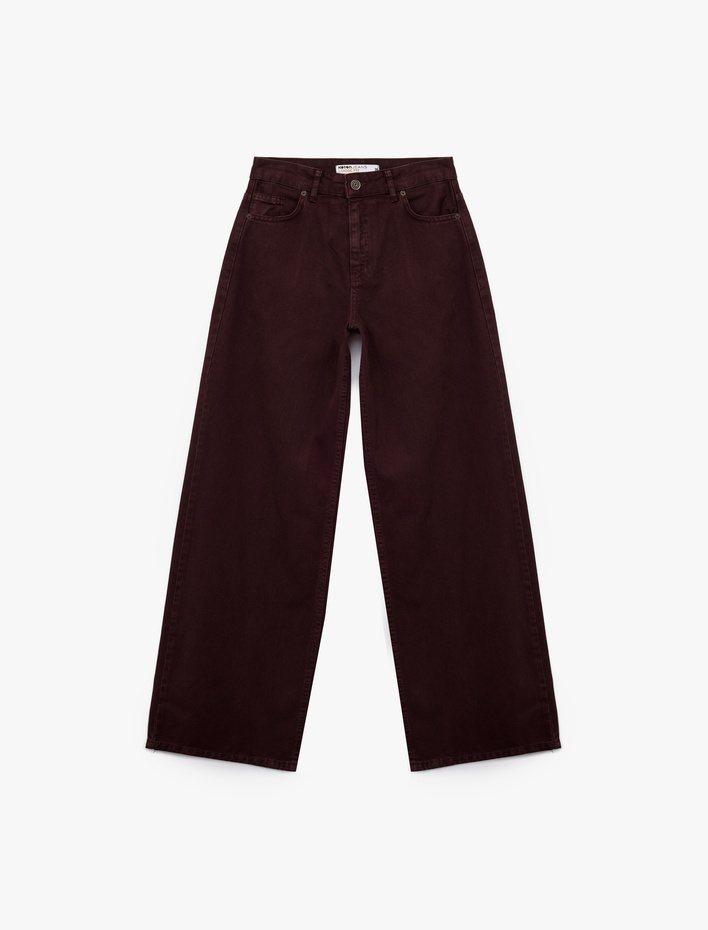  Pamuklu Bol Kesim Geniş Paça Jean Pantolon - Loose Straight Fit Jean