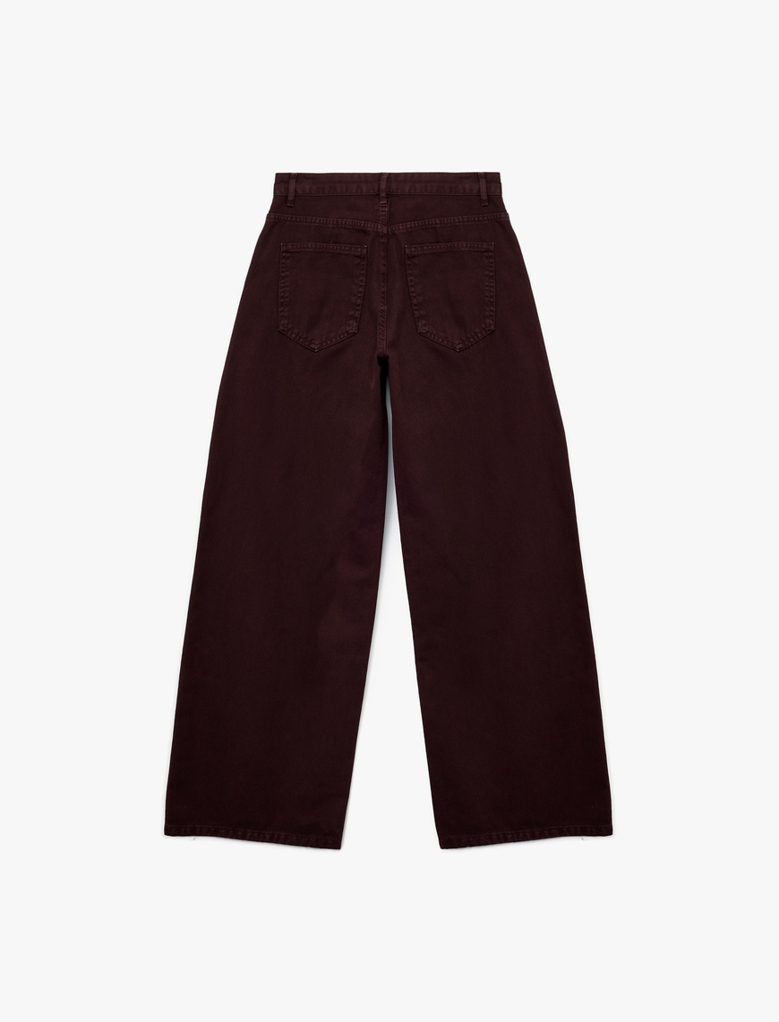   Pamuklu Bol Kesim Geniş Paça Jean Pantolon - Loose Straight Fit Jean