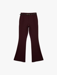 Slim Fit Cepli Kemer Detaylı İspanyol Paça Kumaş Pantolon