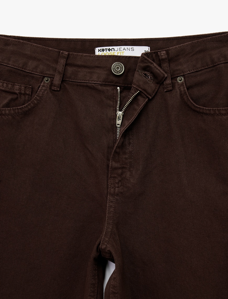   Pamuklu Bol Kesim Geniş Paça Jean Pantolon - Loose Straight Fit Jean