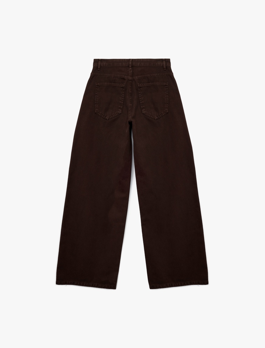   Pamuklu Bol Kesim Geniş Paça Jean Pantolon - Loose Straight Fit Jean