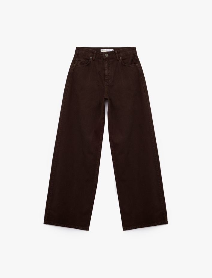  Pamuklu Bol Kesim Geniş Paça Jean Pantolon - Loose Straight Fit Jean