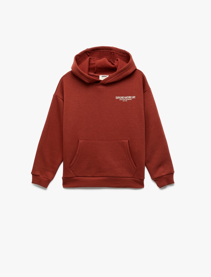  Erkek Çocuk Uzun Kollu Baskılı Şardonlu Pamuklu Kapşonlu Sweatshirt