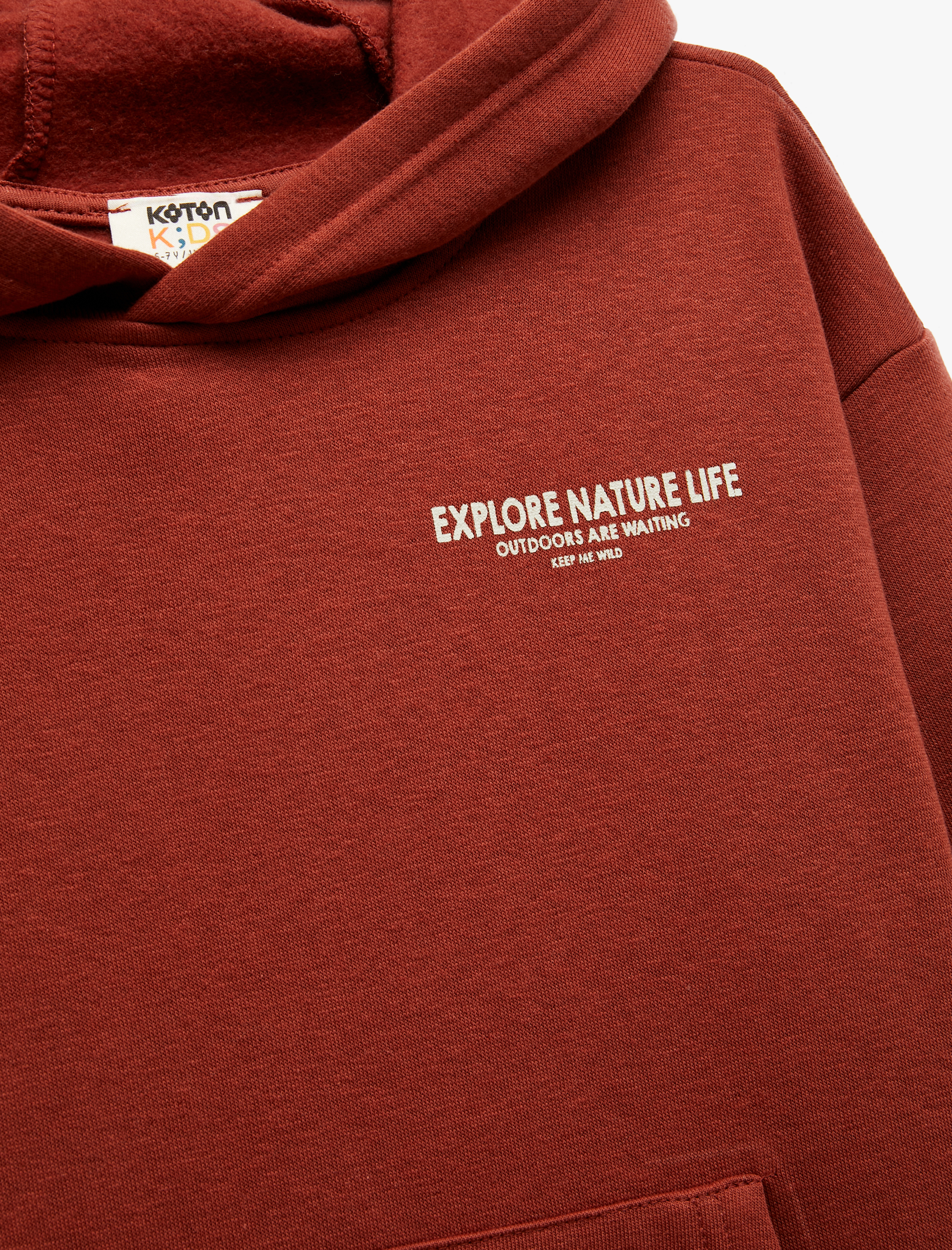  Erkek Çocuk Uzun Kollu Baskılı Şardonlu Pamuklu Kapşonlu Sweatshirt