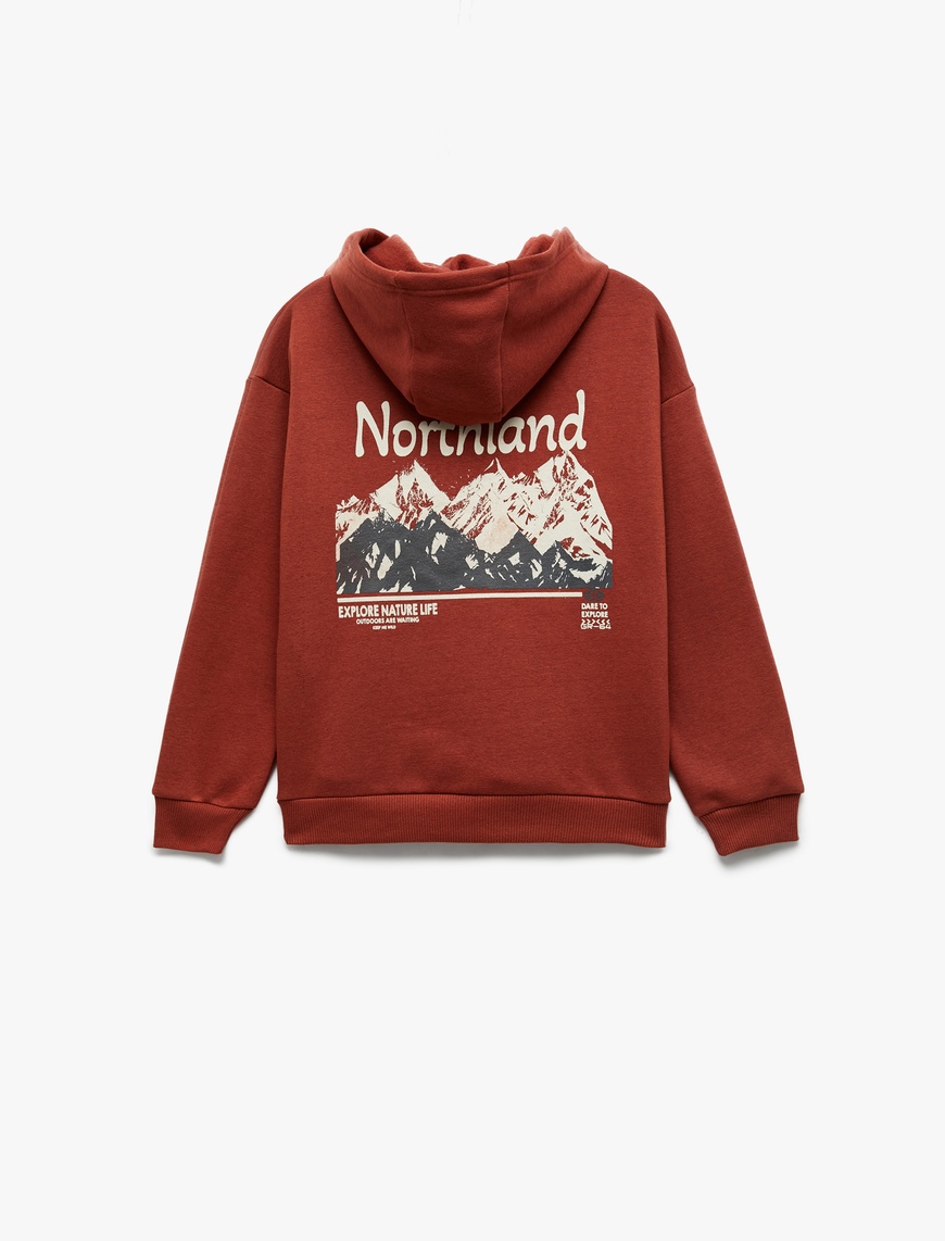  Erkek Çocuk Uzun Kollu Baskılı Şardonlu Pamuklu Kapşonlu Sweatshirt