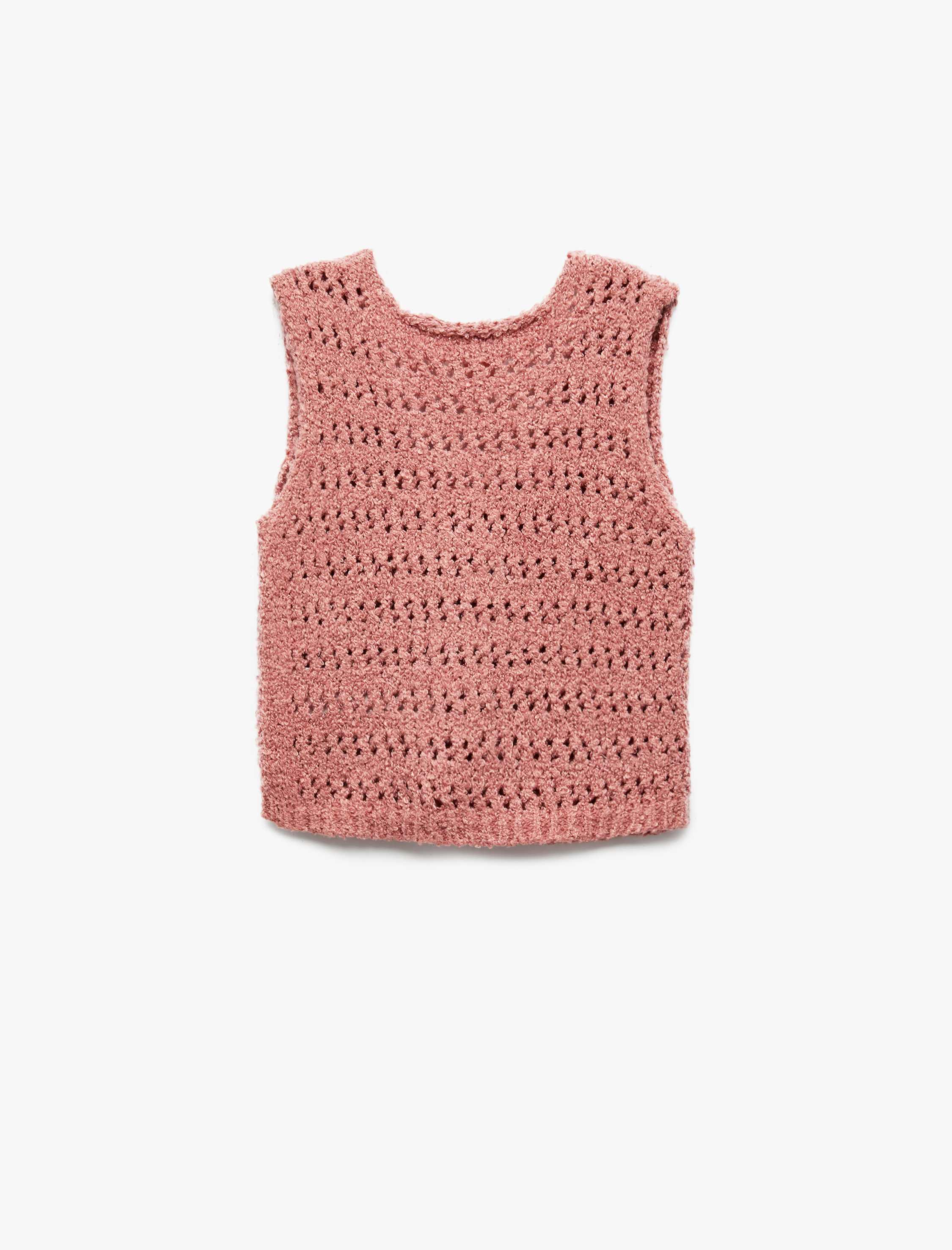  Kız Bebek Bağlama Detaylı V Yaka Kolsuz Triko Basic Yelek