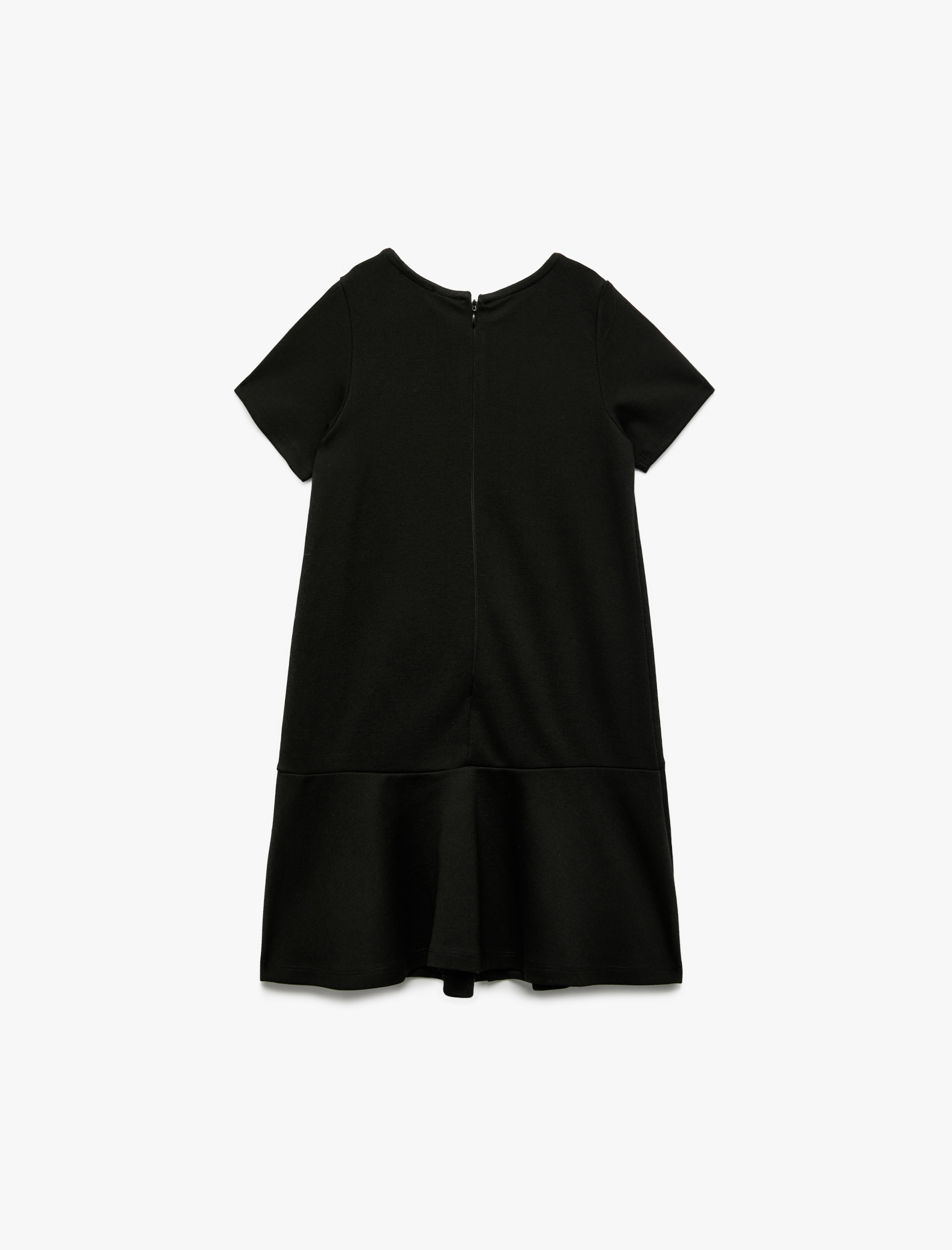  Kız Çocuk Düğmeli Bisiklet Yaka Viskon Karışımlı Kısa Kollu Elbise