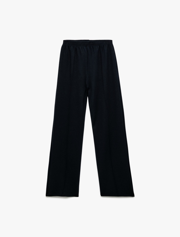 Kız Çocuk Viskon Karışımlı Beli Lastikli Basic Geniş Paça Pantolon