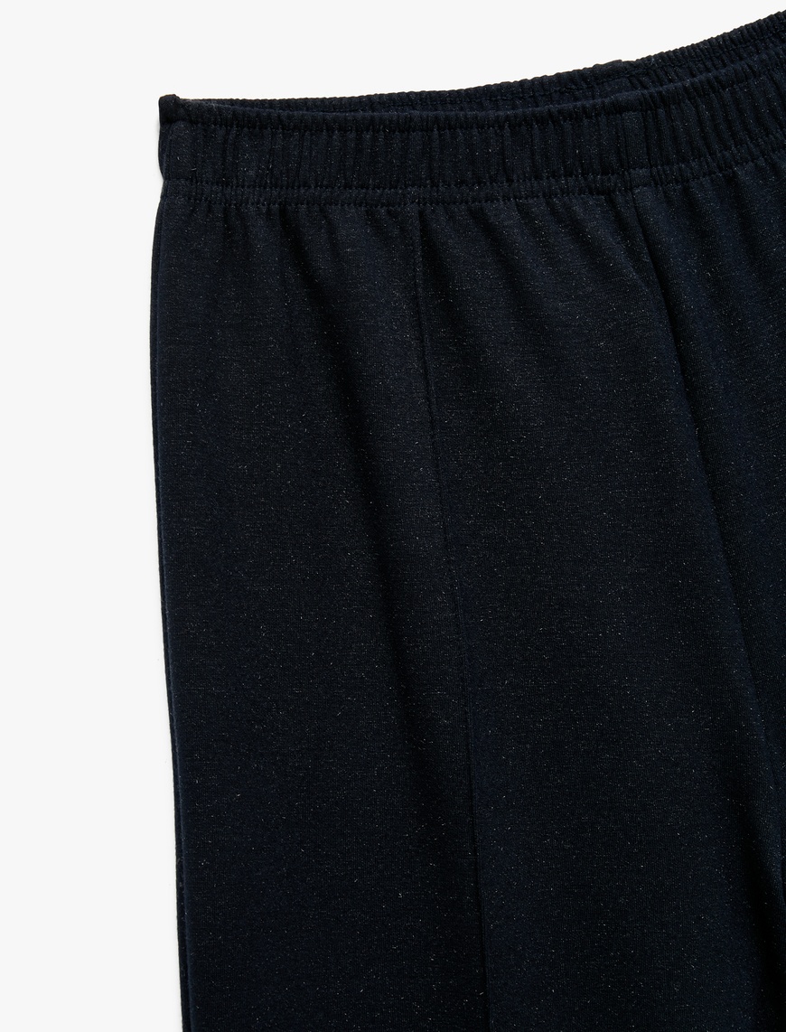  Kız Çocuk Viskon Karışımlı Beli Lastikli Basic Geniş Paça Pantolon