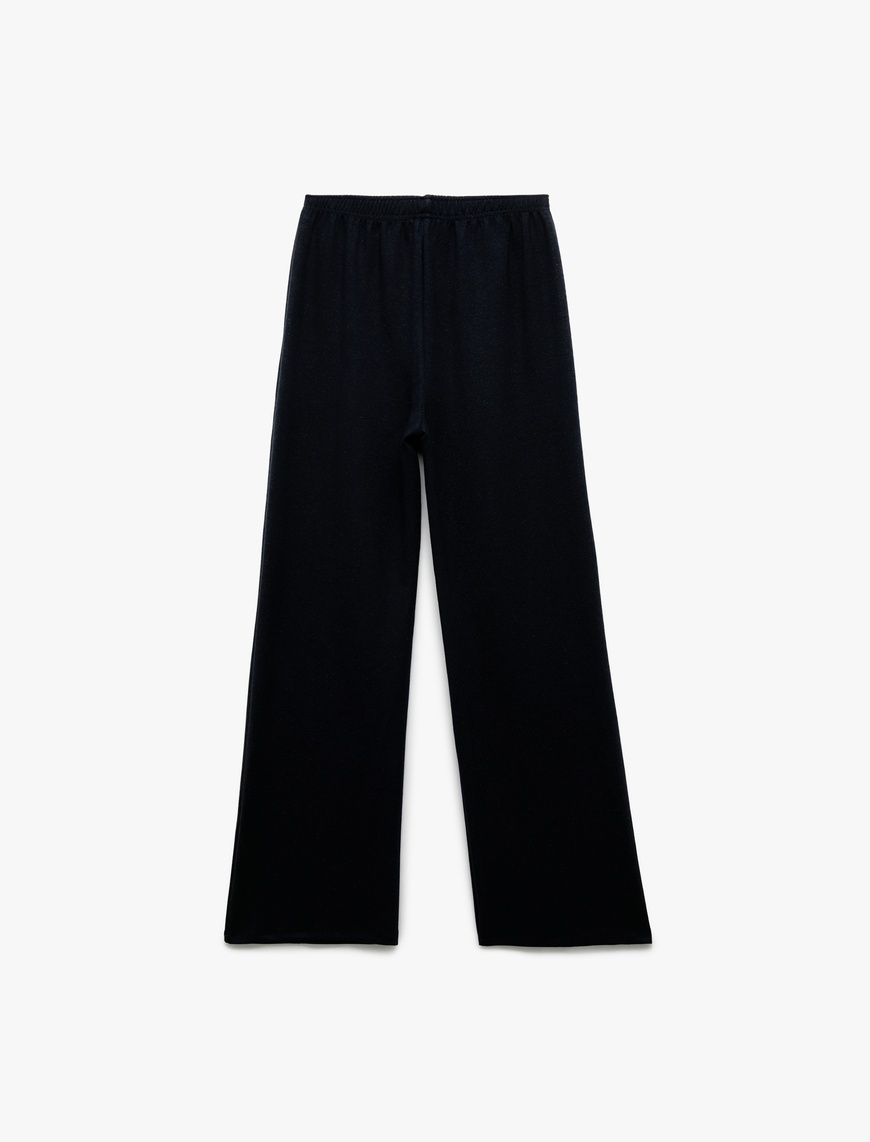 Kız Çocuk Viskon Karışımlı Beli Lastikli Basic Geniş Paça Pantolon