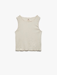 Bisiklet Yaka Kolsuz Basic Dokulu Crop Atlet