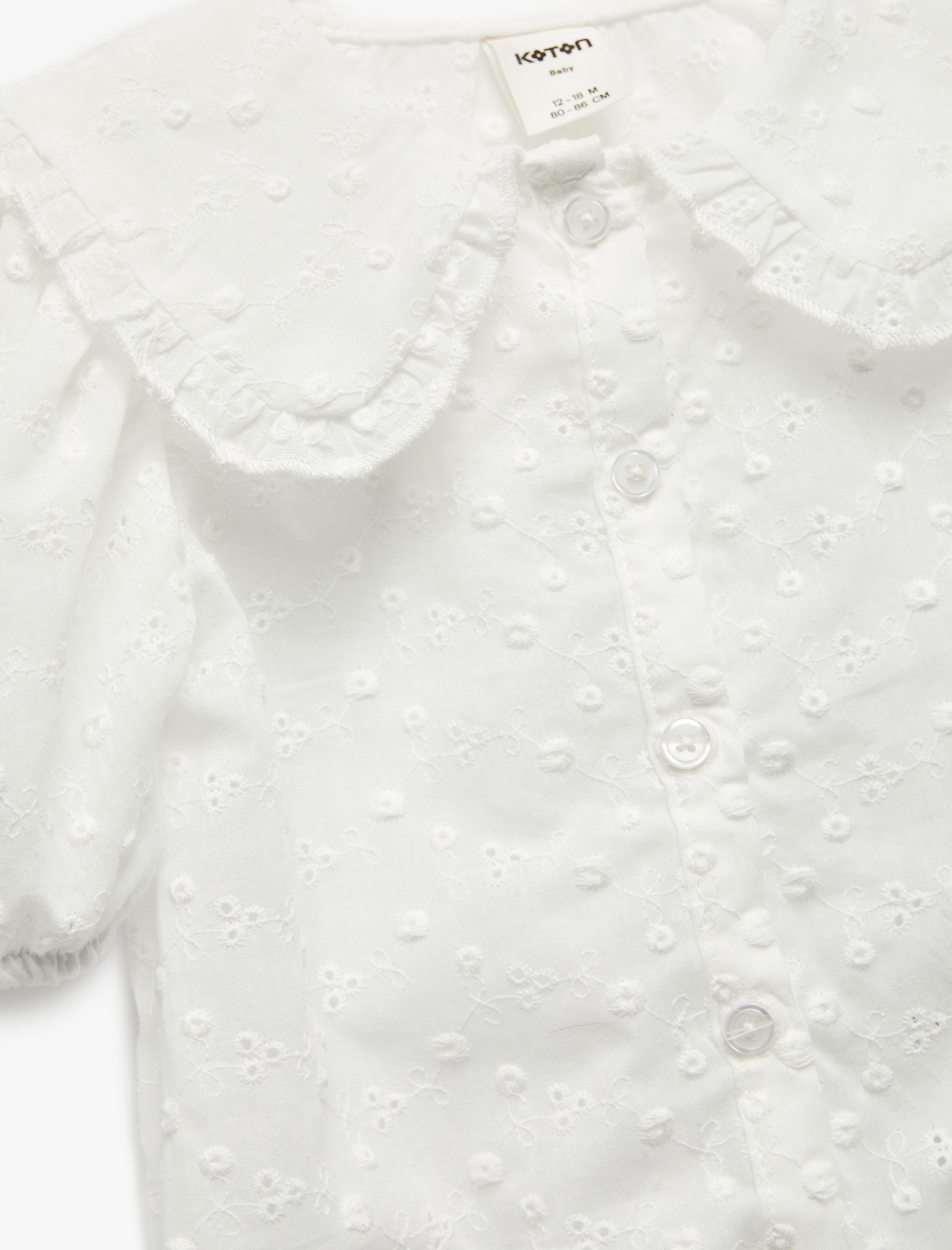  Kız Bebek Pamuklu Kısa Kollu Bebe Yaka Brodeli Gömlek